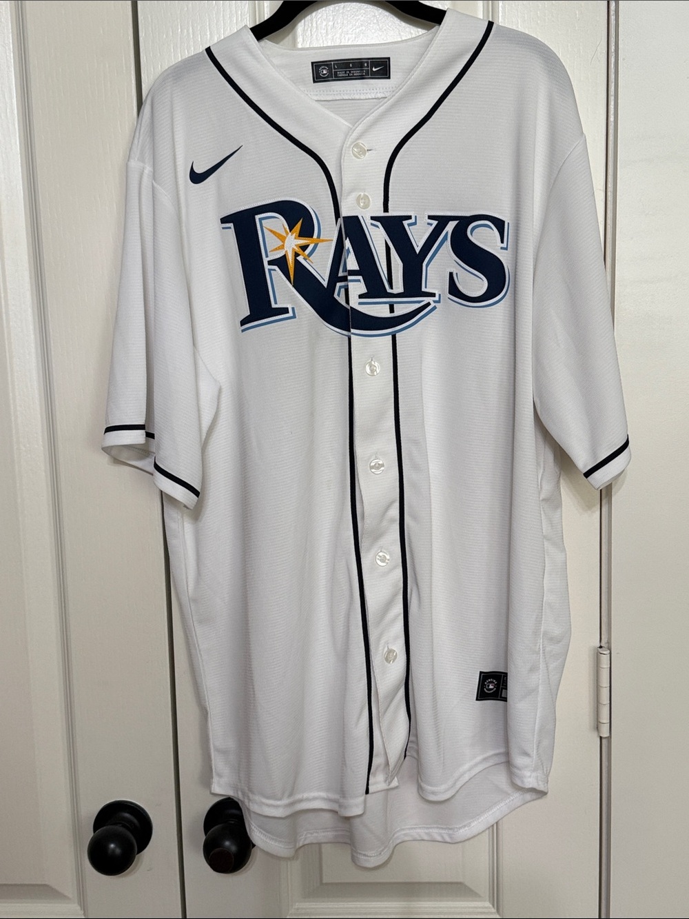 Nike Tampa Bay Rays Glasnow MLB Baseball White Home Jersey Men’s Large